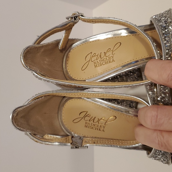 Jewel Badgley Mischka Cook Glitter Heeled Sandals Size 6.5 - Picture 9 of 12